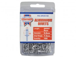 Faithfull FAIAR3S100 Aluminium Rivets (100) 3mm Short £2.69